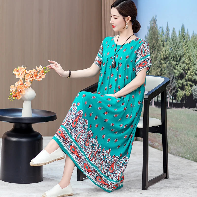 Casual Loose Cotton Short Sleeve Dress