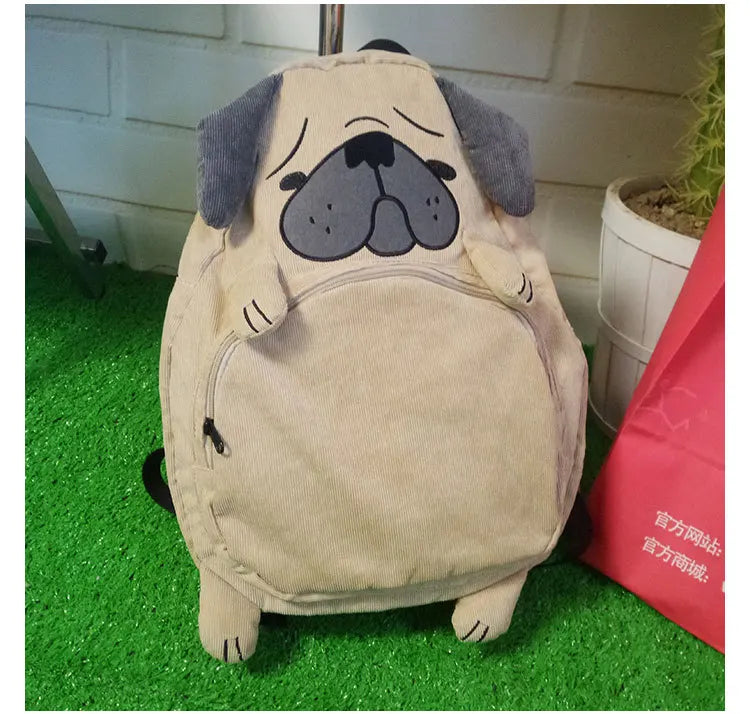Mochila Japonesa Pug Cute Animal Tela Escolar Juvenil