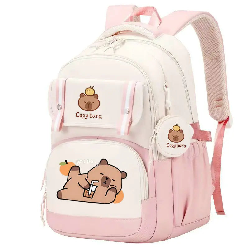 Mochila Capybara Cartoon Mujer Nylon Ultraligera Escolar