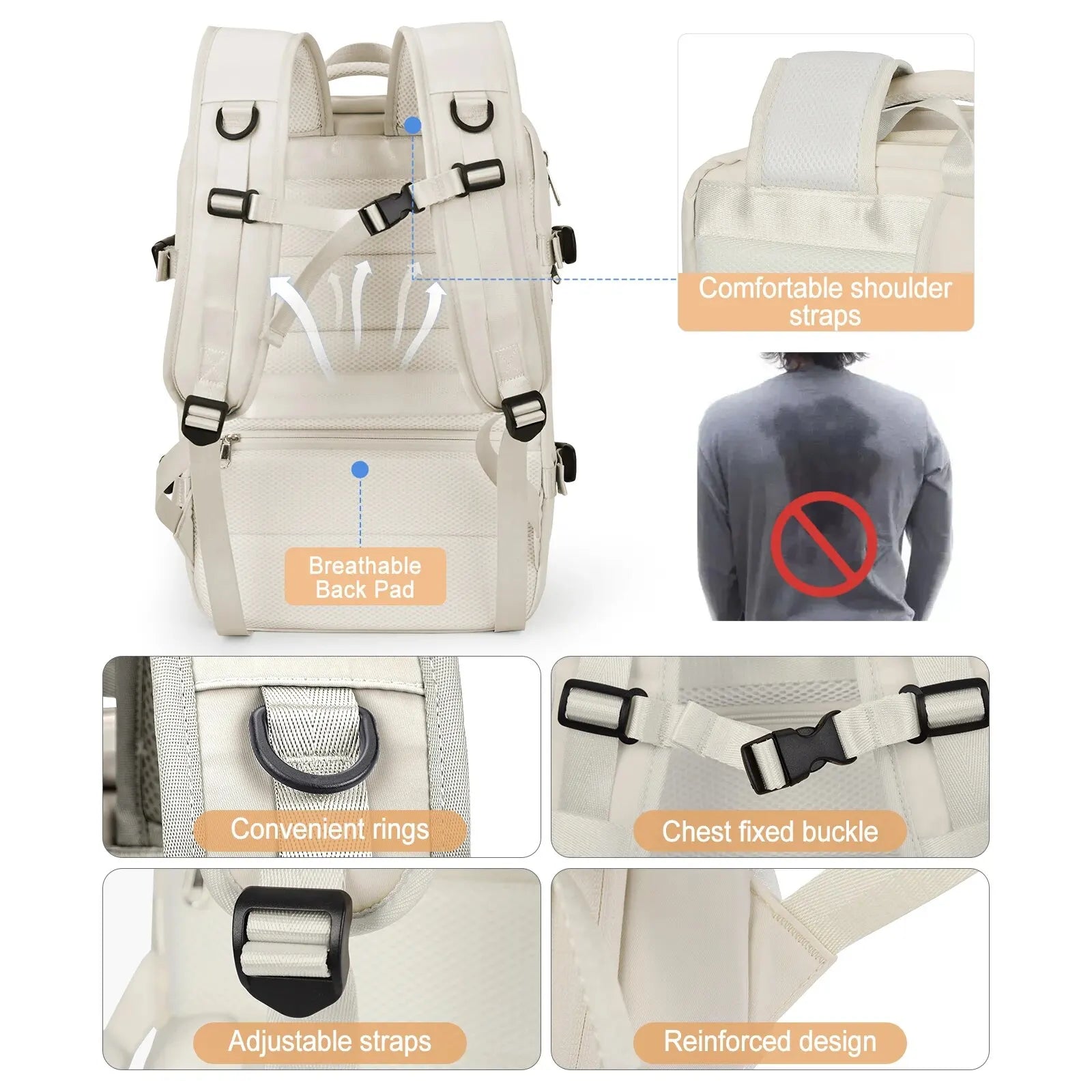 Mochila Likros Expandible 40L Impermeable Puerto USB