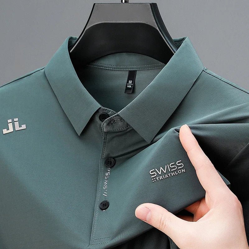 Polo Hombre Casual Negocios Manga Corta con Insignia