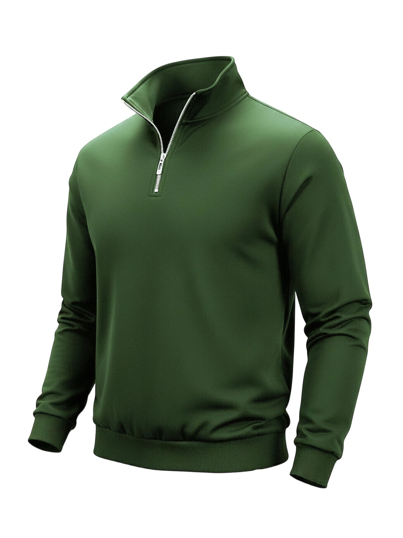 Sudadera Hombre Media Cremallera Cuello Alto Color Sólido
