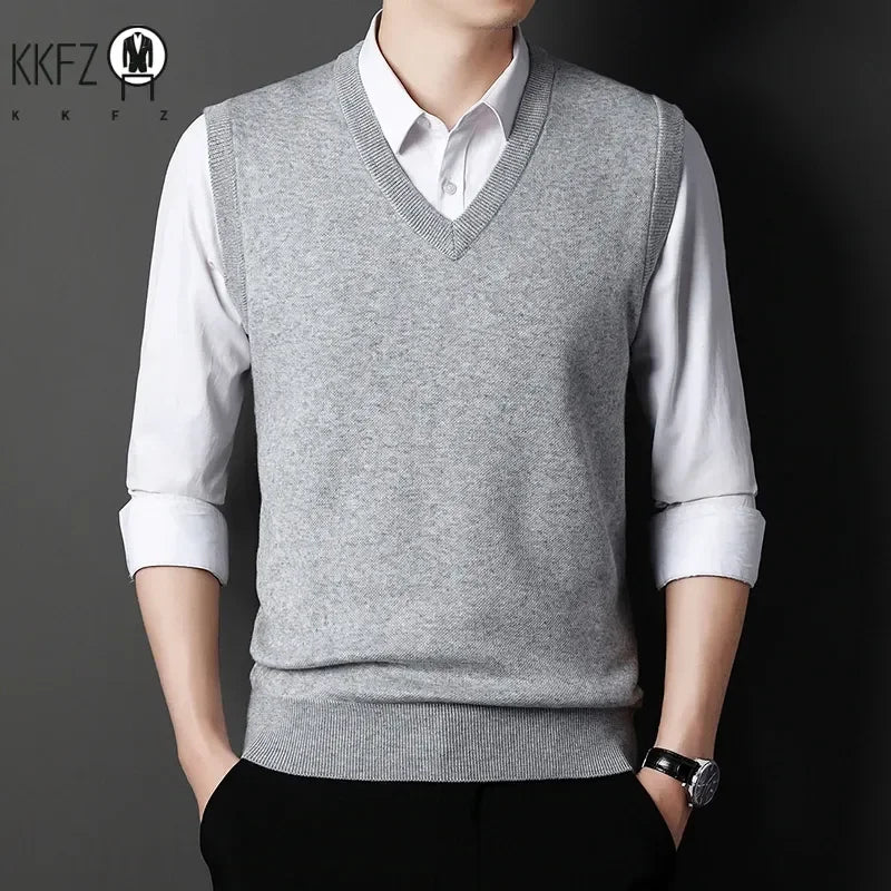 Men's Knitted V-Neck Vest Warm / Casual Autumn / Winter