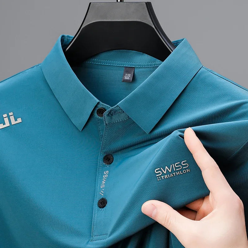 Polo Hombre Casual Negocios Manga Corta con Insignia