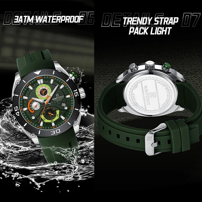 Reloj NAVIFORCE 8038 Deportivo Para Hombre con Cronógrafo y Manecillas Luminosas