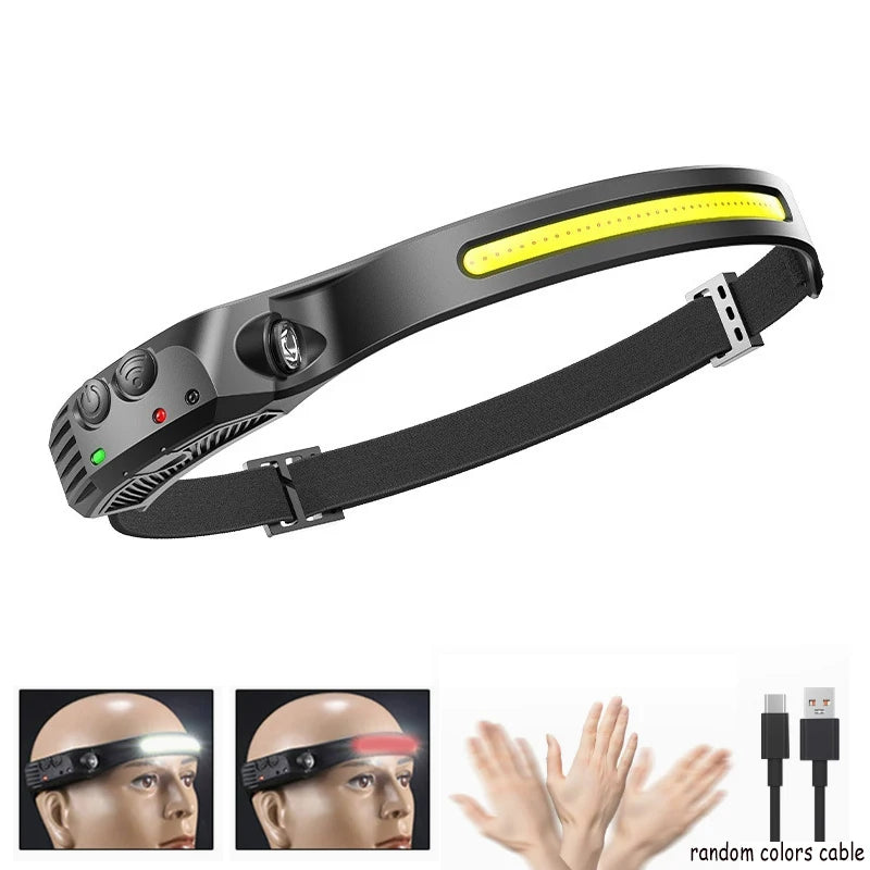 Linterna Frontal LED 1000 Lúmenes con Sensor de Movimiento