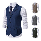 Gilet de costume homme en tissu chevrons formel