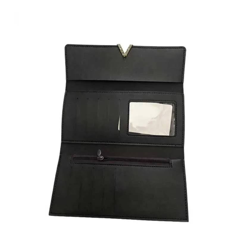 Cartera de Cuero PU Para Mujer con Broche y Monedero