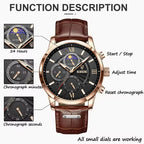 Montre Homme LIGE Luxe Quartz Cuir Sport Étanche