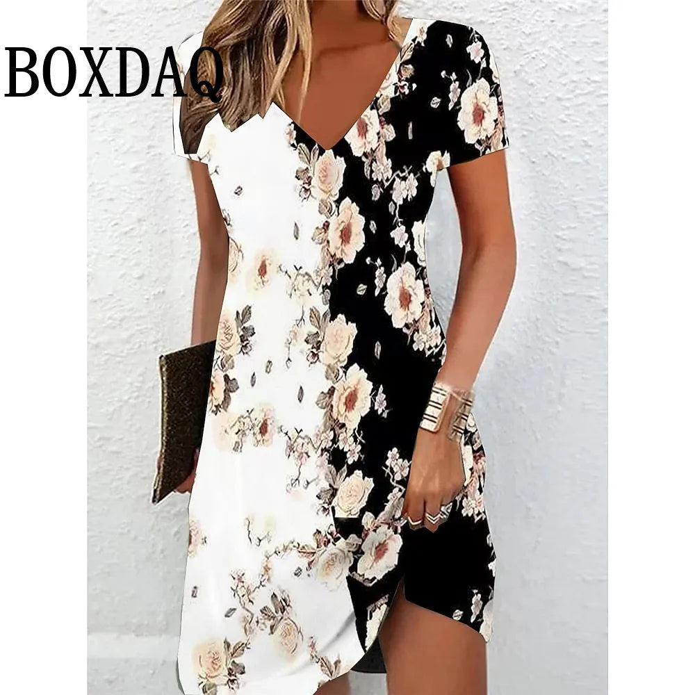 Women's Vintage V-Neck Casual Dress