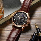 Montre Homme LIGE Luxe Quartz Cuir Sport Étanche