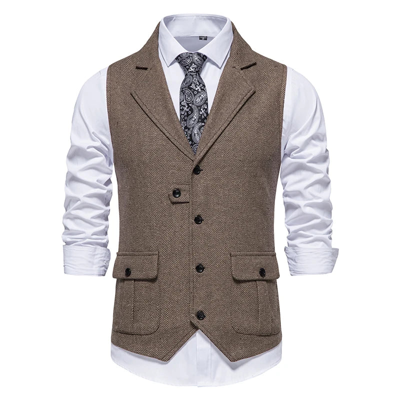 Chaleco de Traje Hombre Tela Espiga Formal