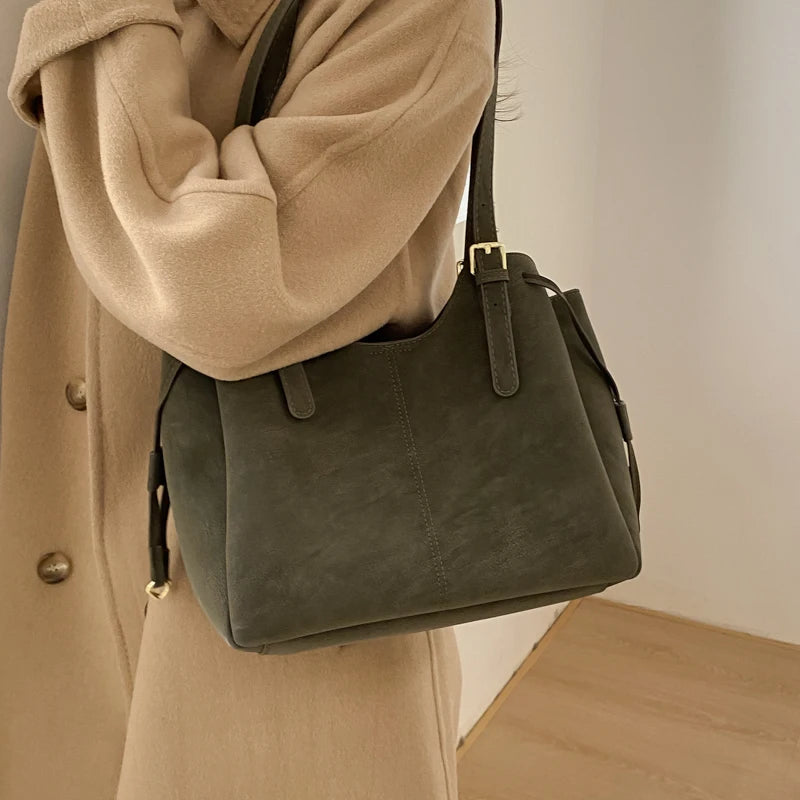 Bolso Tote de Gamuza para Mujer Retro Minimalista