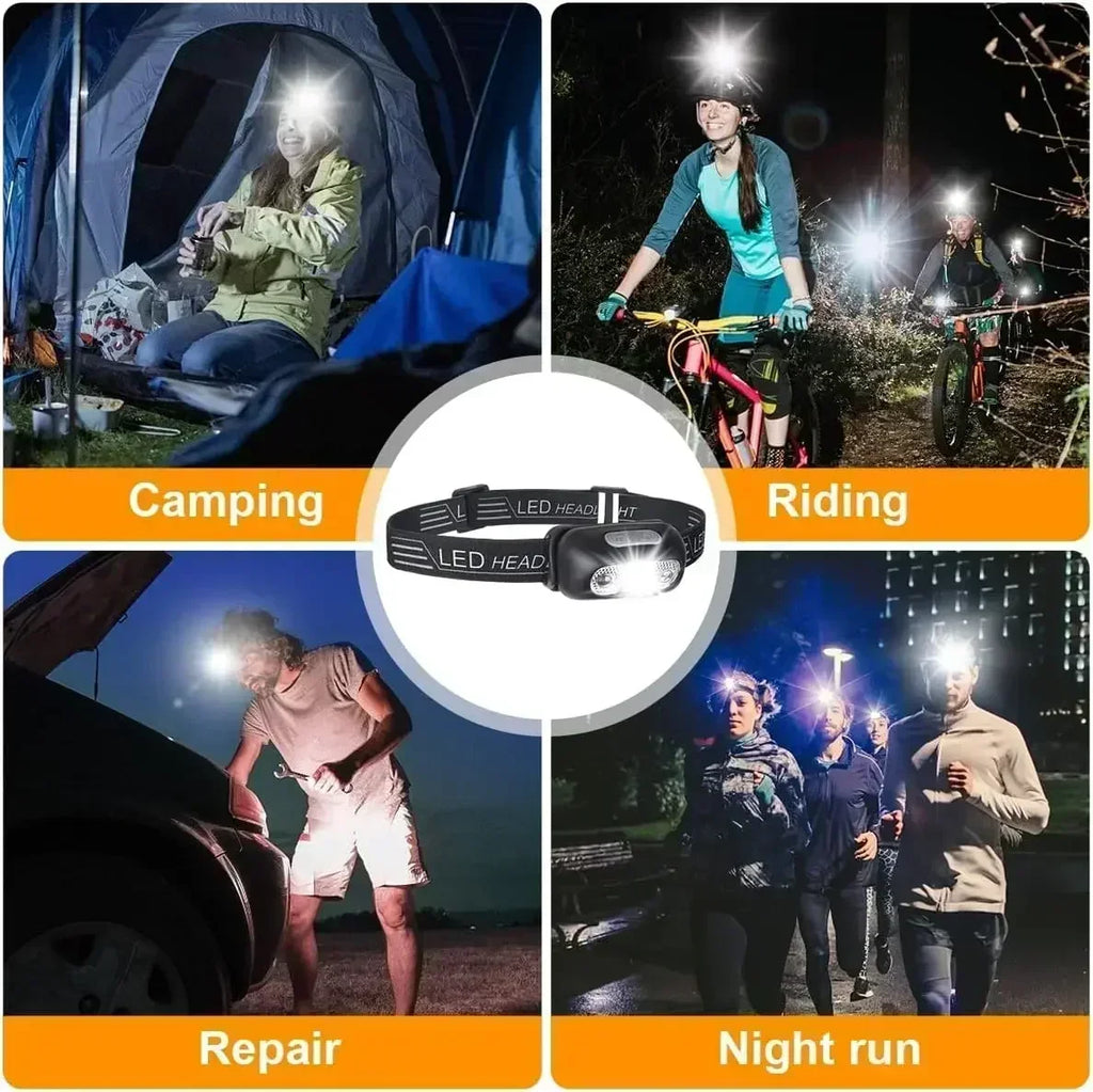 Linterna Frontal LED con Sensor de Inducción Camping