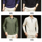 Polo Homme Manches Longues Col Semi-Ouvert