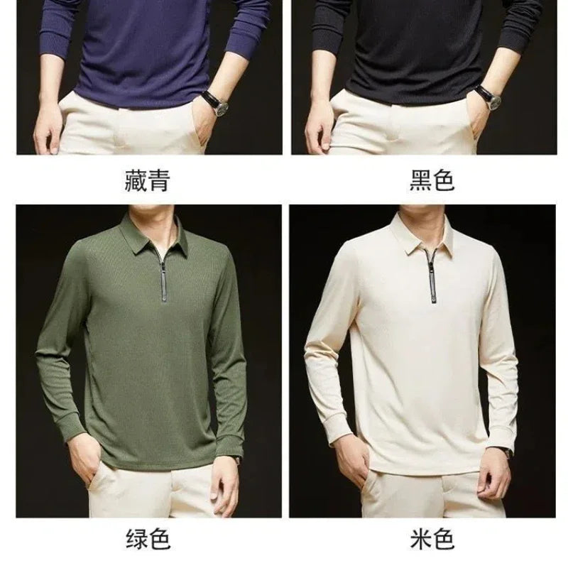 Polo Hombre Manga Larga Cuello Solapa Media