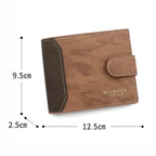 Portefeuille court en cuir PU pour homme avec bouton-pression