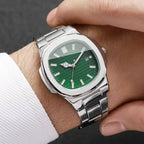 Montre à quartz carrée en acier inoxydable de luxe