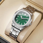 Montre à quartz carrée en acier inoxydable de luxe