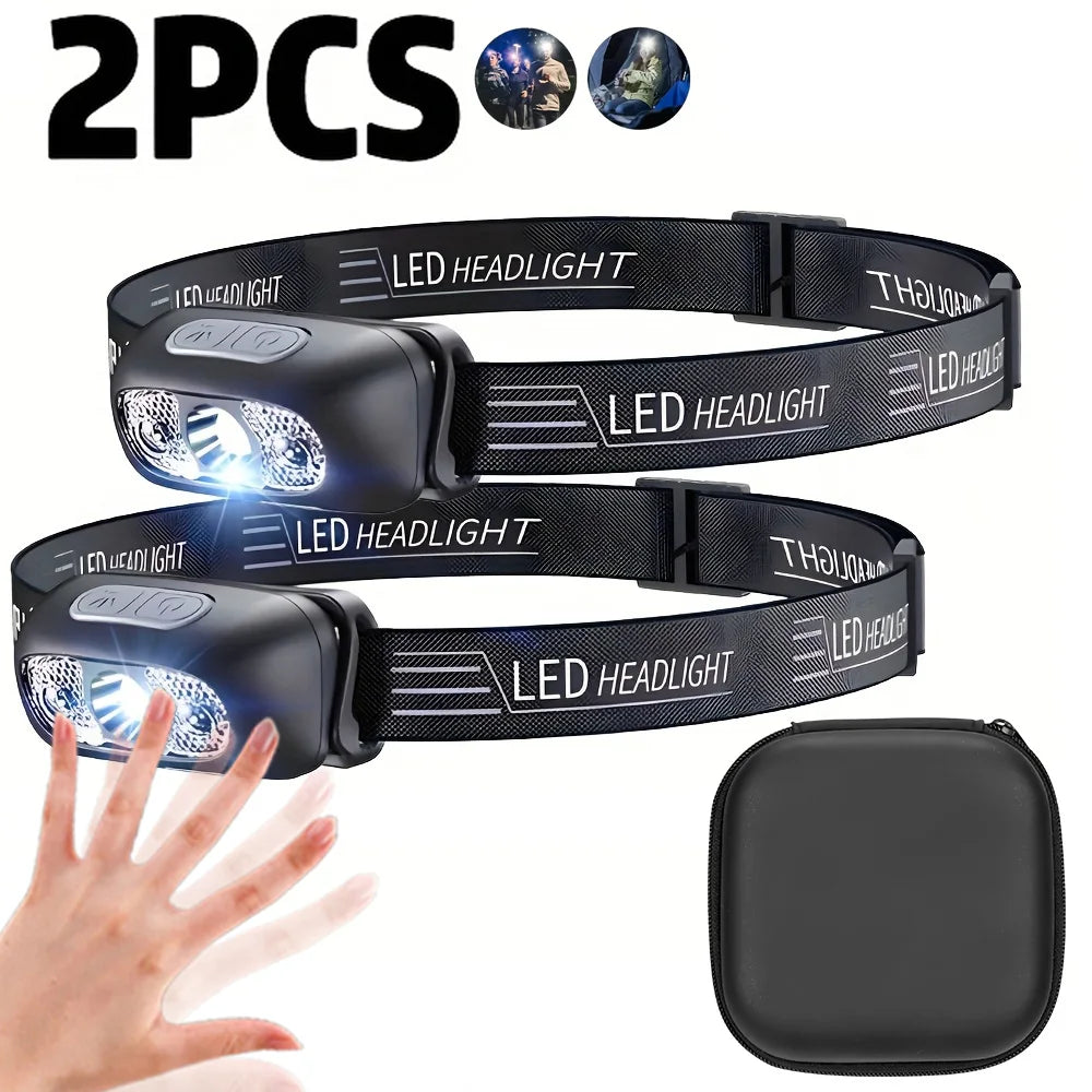 Linterna Frontal LED con Sensor de Inducción Camping