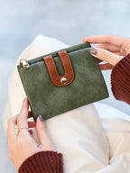 Portefeuille court en cuir PU pour femme grande capacité avec porte-cartes