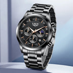 Montre homme LIGE Business Quartz Chronographe Lumineuse Étanche 3ATM + Boîte Cadeau
