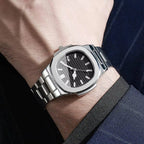 Montre à quartz carrée en acier inoxydable de luxe