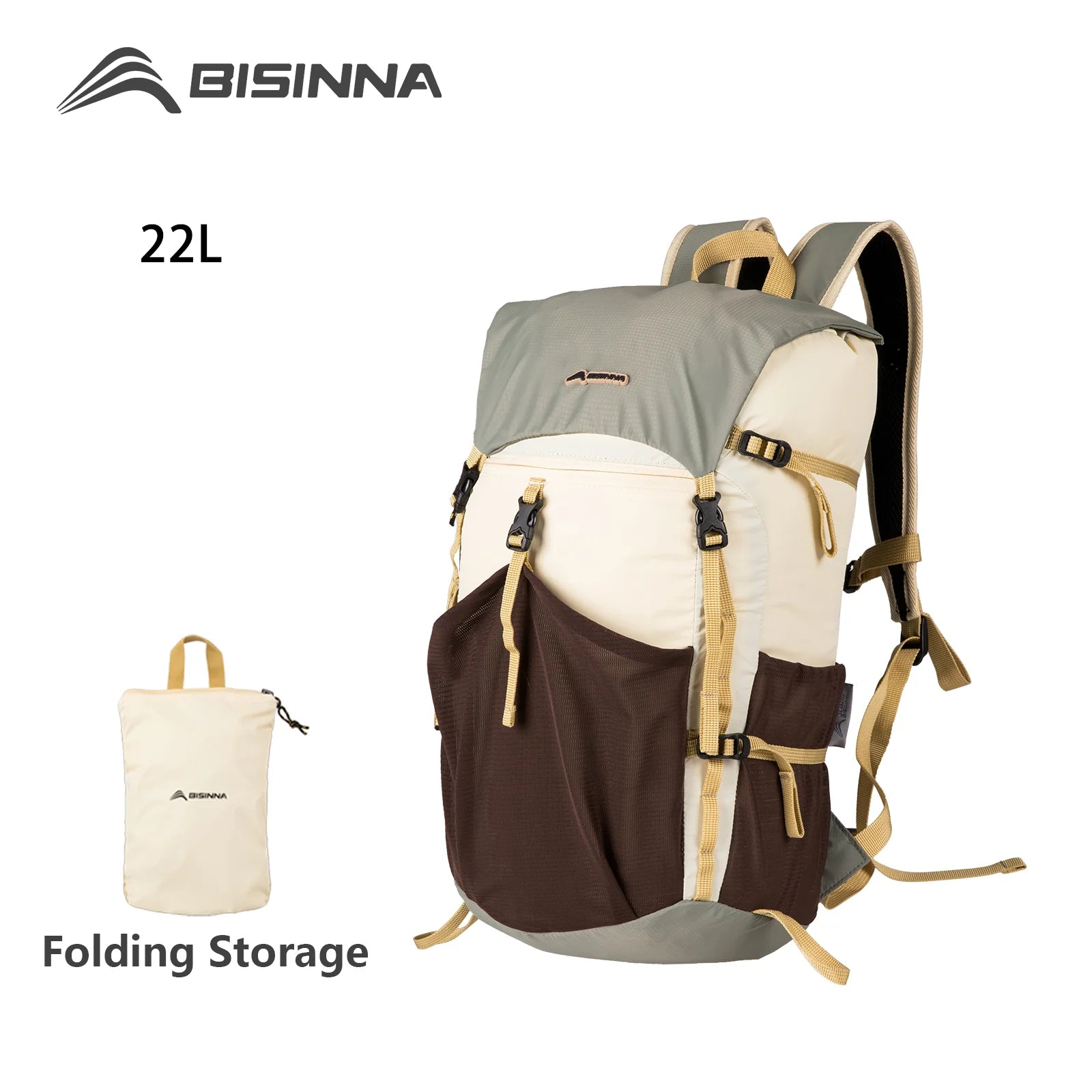 Mochila Plegable BISINNA 22L Ultraligera Impermeable