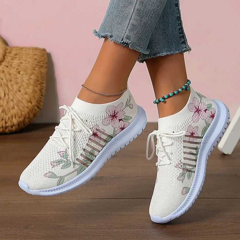 Zapatillas Casuales de Punto Transpirable Estampadas