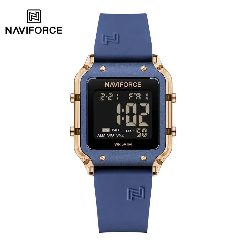 Reloj Digital Multifunción NAVIFORCE NF6105 Para Mujer con Correa de Silicona Resistente al Agua