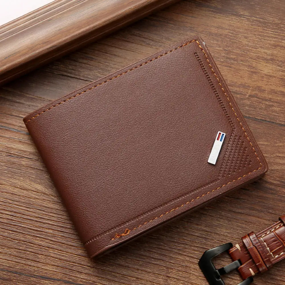 Billetera Delgada de Cuero PU Para Hombre Gran Capacidad