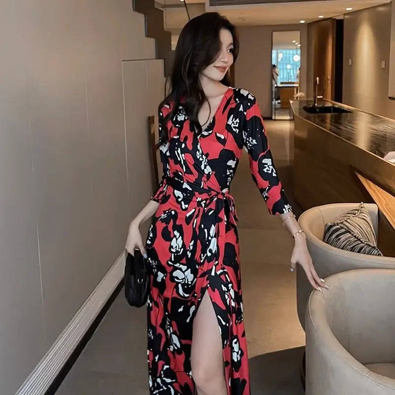Vestido Maxi Para Mujer Floral Encaje Elegante Playa /Recreación