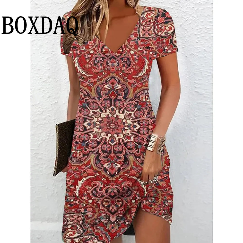 Women's Vintage V-Neck Casual Dress